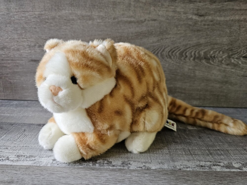Aurora Tabby Arched Fat Cat Plush Stuffed Orange White Striped Animal Tag